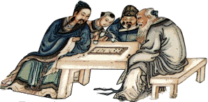 Vier Spieler um einen Tisch